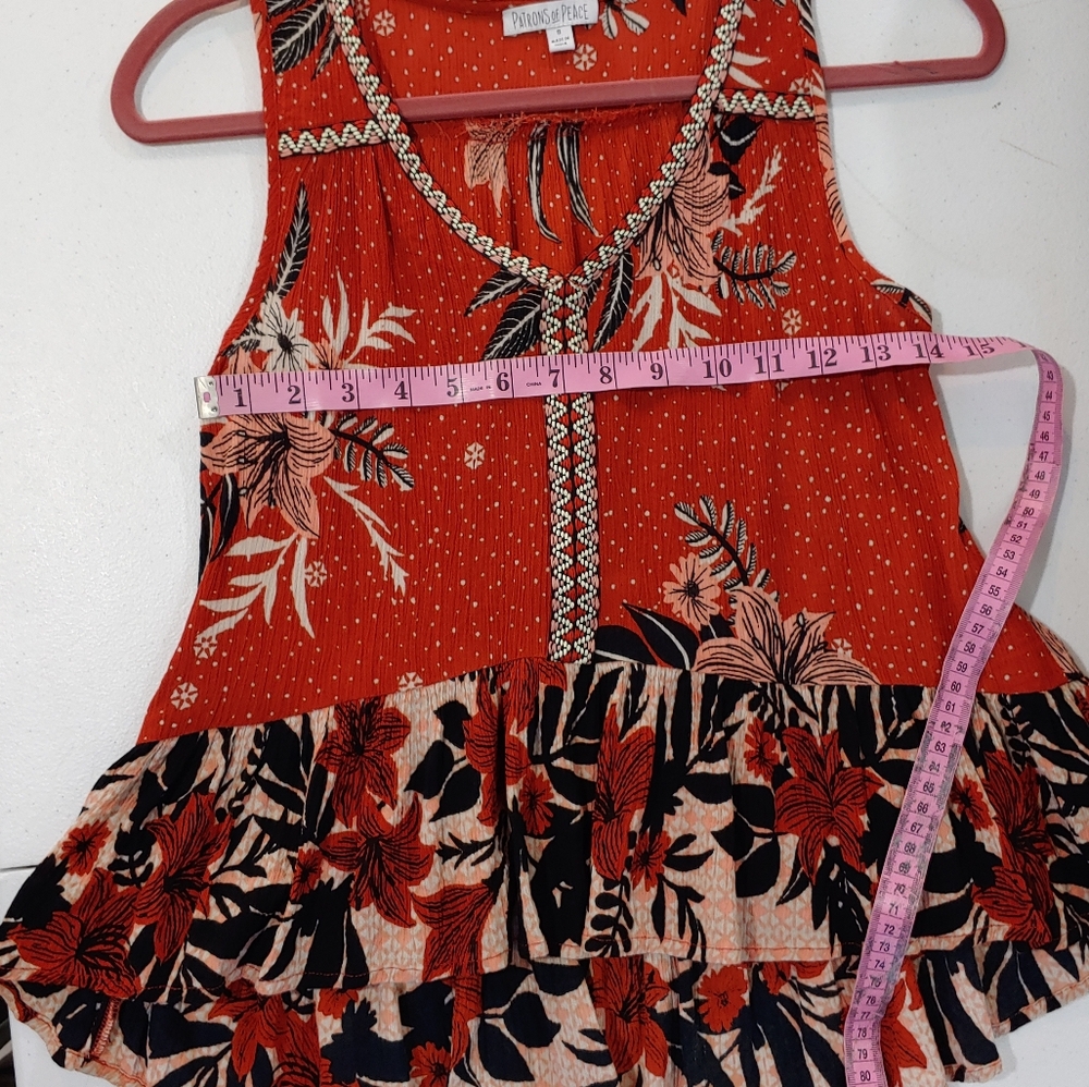 PATRONS OF PEACE FLORAL BOHO SLEEVELESS TOP - Picture 4 of 14